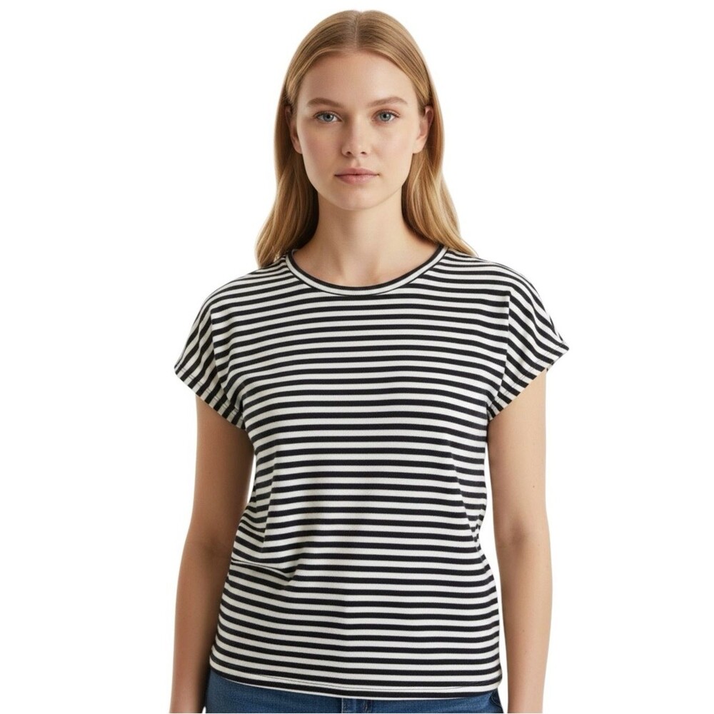 🔃Express Knit Striped Tie Back Short Sleeve Blouse Top